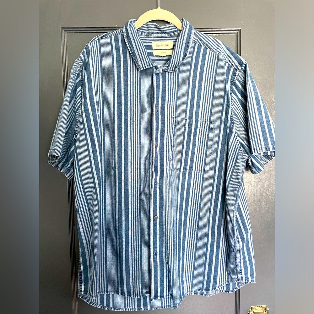 Men’s Madewell blue striped shirt, size XL